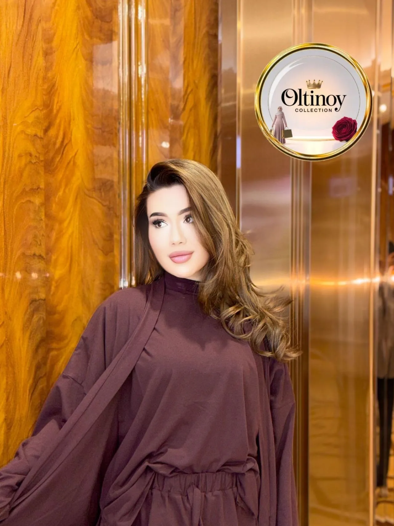 Baland yoqali troyka — olxo'ri — Oltinoy Collection optom