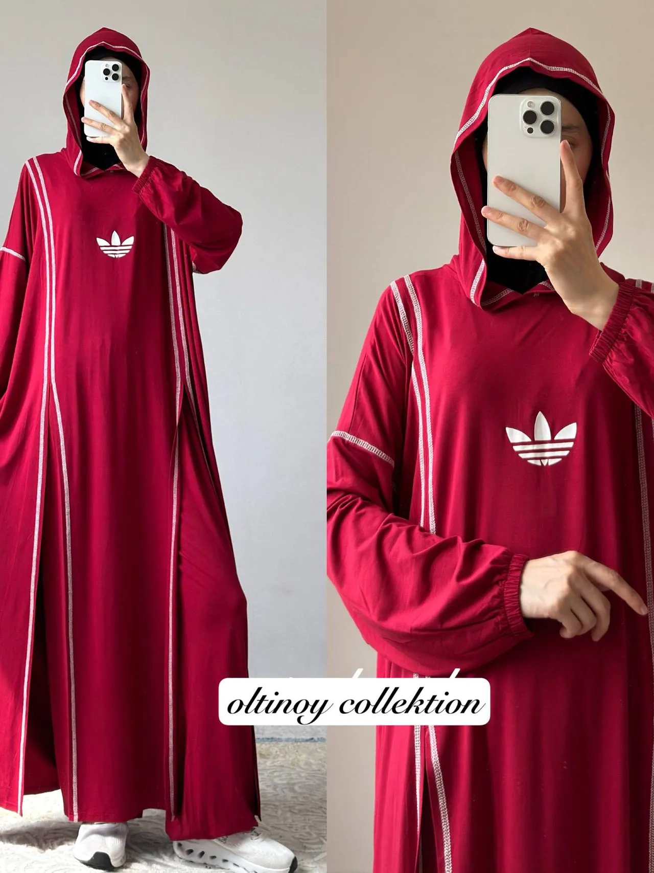 Kapyushonli sport dvoyka — bordo — Oltinoy Collection optom